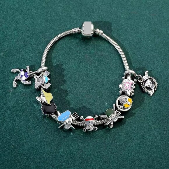 Silver Plated One Piece Anime Themed Loaded Charm Bracelet Design - Picture 5 of 7